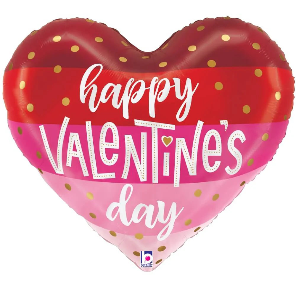 SATIN STRIPES HEART HELIUM BALLOON - 24 inches