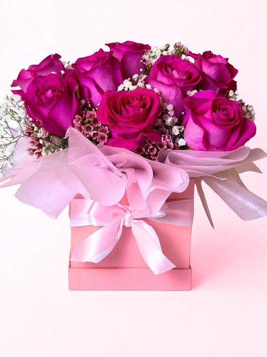 "Kiss Me" Fuchsia Pink Dozen Roses