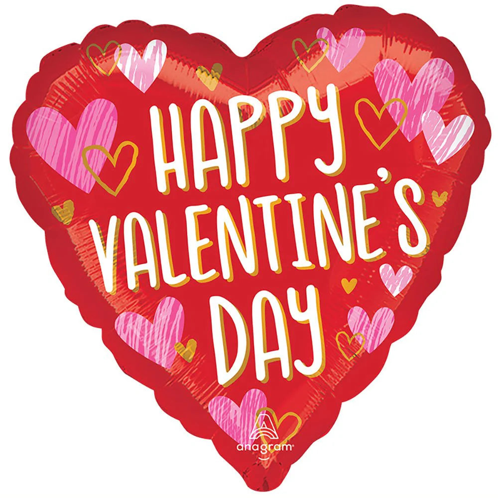 HAPPY VALENTINE'S DAY SKETCHED IMPRESSIONS HELIUM BALLOON
