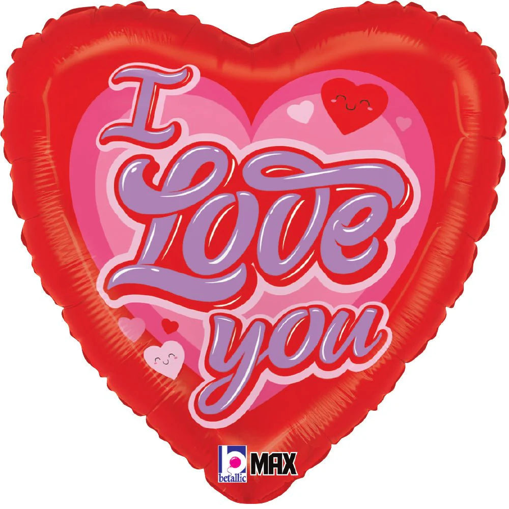 I LOVE YOU RETRO HEART HELIUM BALLOON