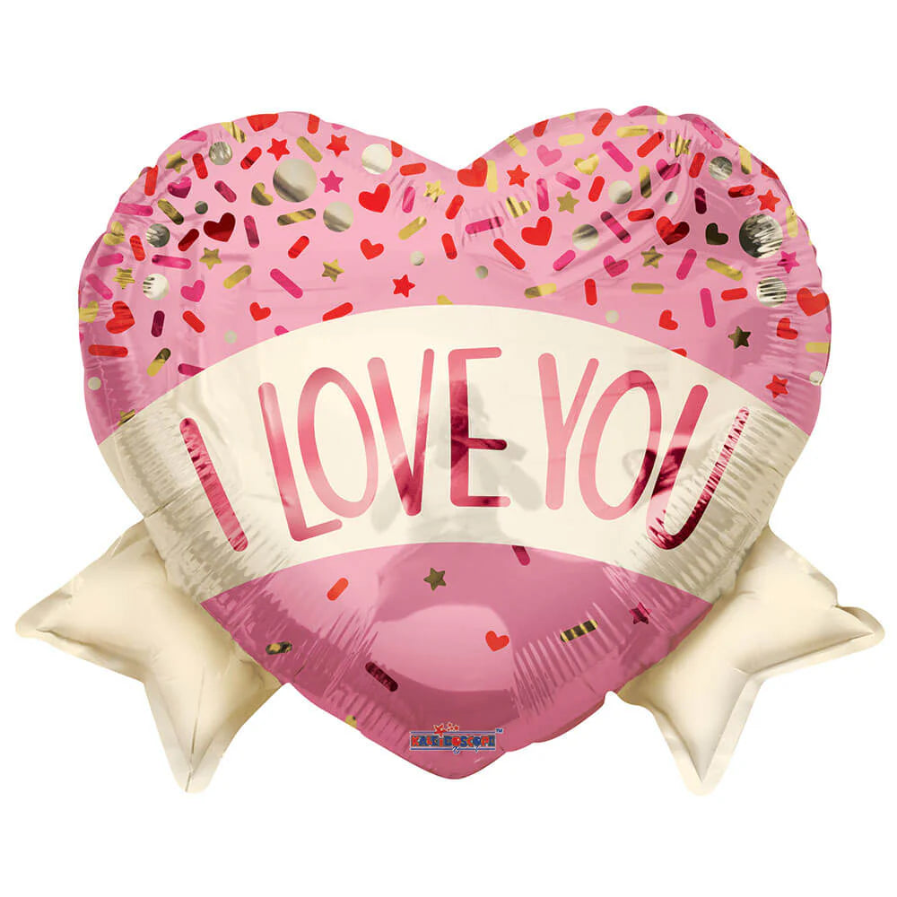 LOVE HEART WITH BANNER SPRINKLES SHAPE HELIUM BALLOON